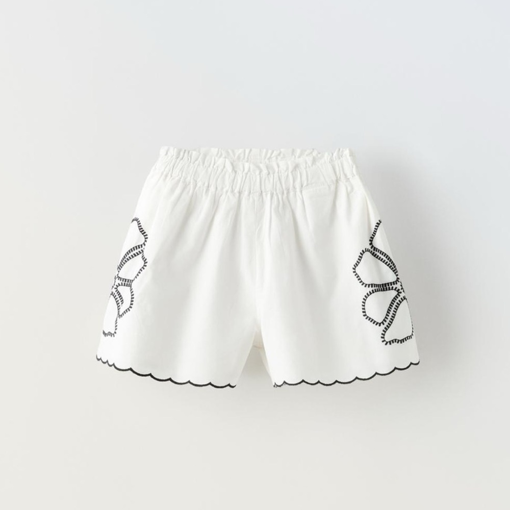 Zara girls embroidered poplin shorts